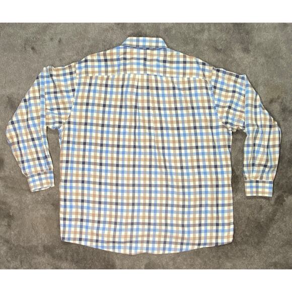 Jos A Bank Men's XL Executive Collection Long Sleeve Blue Tan White Large Check - Picture 4 of 11